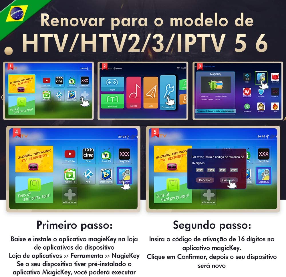 A3 IPTV6 IPTV 6 Brazil Brasil TV Box Renewal Code Activation Code IPTV 5 6 Subscription 16-Digit Renew Code for One Year